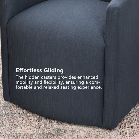 Rafa Performance Dining Chair with Casters – Rolling Armchair for Dining Room | Dining Chairs with Casters | Kinwell Furniture | Performance Fabric Upholstery